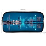 yanfind Pencil Case YHO Pang Yuhao City Singapore Hour Night  Cityscape Reflection Symmetrical Skyscrapers Sky Zipper Pens Pouch Bag for Student Office School