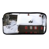 yanfind Pencil Case YHO Winter Sugar Roof Snow Storm Blizzard Wood Winter Home Freezing Snow Zipper Pens Pouch Bag for Student Office School