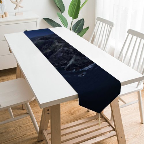 Yanfind Table Runner MacOS Catalina Mountains Island Night Everyday Dining Wedding Party Holiday Home Decor