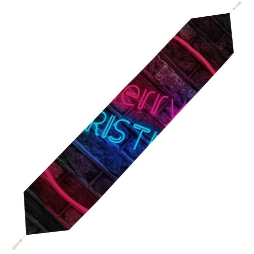 Yanfind Table Runner Jameel Hassan Celebrations Christmas Merry Neon Brick Wall Dark Colorful Everyday Dining Wedding Party Holiday Home Decor