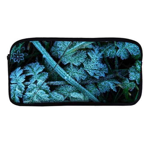 yanfind Pencil Case YHO Winter Frozen Frost Freeze Winter  Autumn Leaves Vegetation Plant Flower Leaf Zipper Pens Pouch Bag for Student Office School
