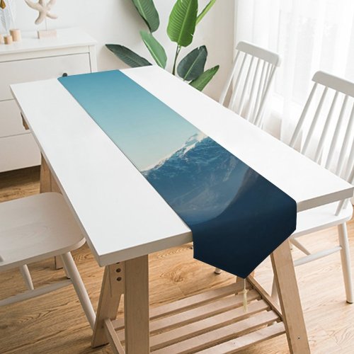 Yanfind Table Runner Mountains Winter Daytime Glacier Mountain Range Everyday Dining Wedding Party Holiday Home Decor