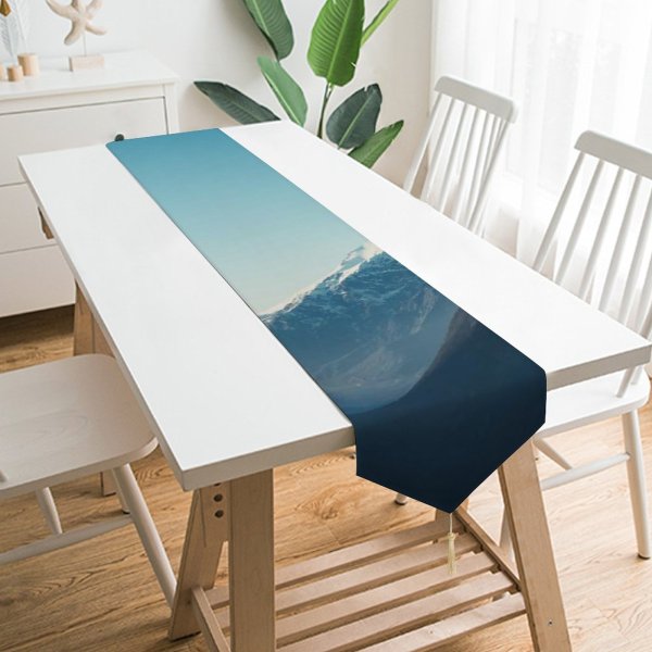 Yanfind Table Runner Mountains Winter Daytime Glacier Mountain Range Everyday Dining Wedding Party Holiday Home Decor