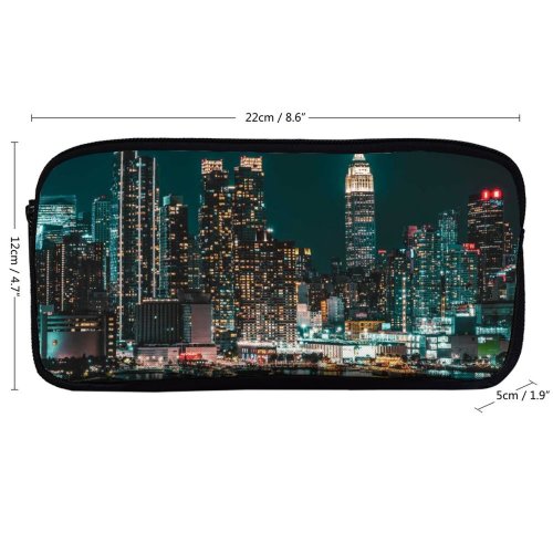 yanfind Pencil Case YHO Sanaan Mazhar York City Skyscrapers Night Cityscape Night City Lights Zipper Pens Pouch Bag for Student Office School