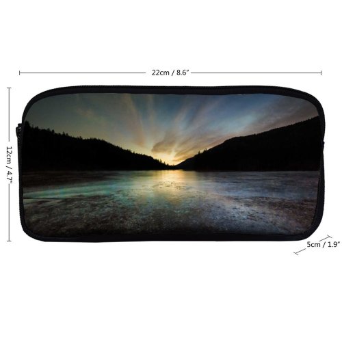 yanfind Pencil Case YHO Rose Valley Reservoir British Columbia  Sunset Frozen Silhouette Landscape Dusk Zipper Pens Pouch Bag for Student Office School