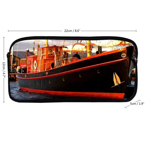 yanfind Pencil Case YHO Vehicle Sailboat Ship Vessel Boat Sailing Ship Clyde Anchor Fishing Newport Watercraft Zipper Pens Pouch Bag for Student Office School