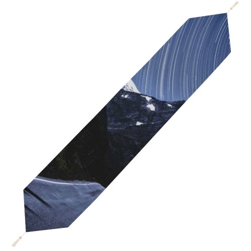 Yanfind Table Runner Andrés Nieto Porras Star Trails Road Mountains Glacier Timelapse Circular Snow Covered Everyday Dining Wedding Party Holiday Home Decor