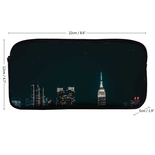 yanfind Pencil Case YHO Sanaan Mazhar York City Cityscape Night City Lights Half  Starry Sky Zipper Pens Pouch Bag for Student Office School