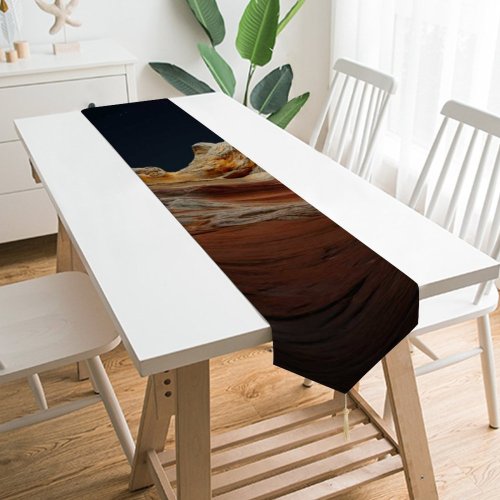 Yanfind Table Runner MacOS Big Sur Night Sedimentary Rocks Desert Starry Sky Dark IOS Everyday Dining Wedding Party Holiday Home Decor