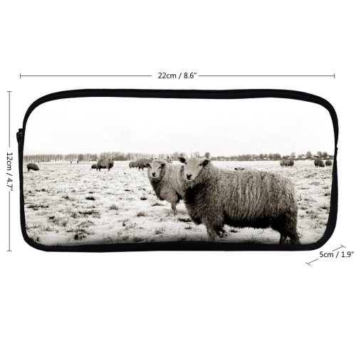 yanfind Pencil Case YHO Winter Grazing Goat Landscape Landscape Bovine Gronigen Netherlands Pasture Snout Cow Zipper Pens Pouch Bag for Student Office School