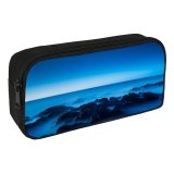 yanfind Pencil Case YHO Seascape Horizon Clear Sky Ocean Rocks Sunrise Dawn Sky Zipper Pens Pouch Bag for Student Office School