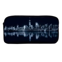 yanfind Pencil Case YHO GoMustang Black Dark York City Night Cityscape City Lights Reflections Dark Zipper Pens Pouch Bag for Student Office School