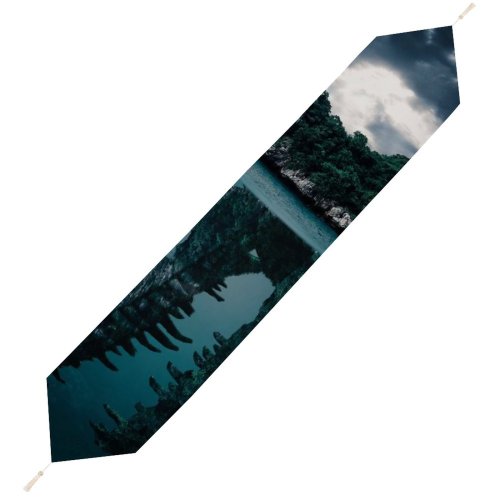 Yanfind Table Runner Graphics CGI Dinosaur Skull Island Mystery Ocean Hidden Underwater Clouds Imagination Everyday Dining Wedding Party Holiday Home Decor