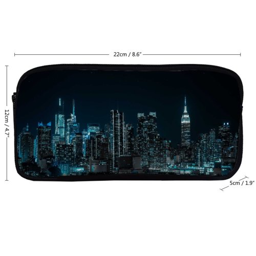 yanfind Pencil Case YHO Sanaan Mazhar Black Dark York City Cityscape Night City Lights Half Zipper Pens Pouch Bag for Student Office School