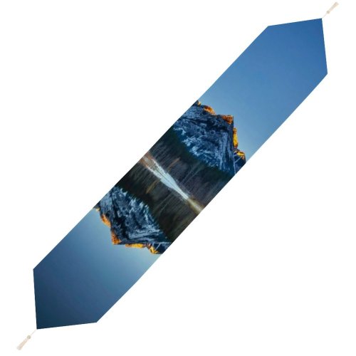 Yanfind Table Runner Wedge Pond Banff National Park Alberta Canada Clear Sky Sunrise Alpenglow First Everyday Dining Wedding Party Holiday Home Decor