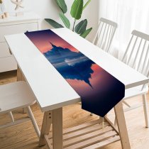 Yanfind Table Runner Grafixart Mont SaintMichel Sunset Twilight Dawn Reflection Normandy France Everyday Dining Wedding Party Holiday Home Decor