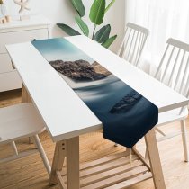 Yanfind Table Runner Grafixart Waterfall Scenic Rocks Aurora Borealis Northern Lights Mountain Everyday Dining Wedding Party Holiday Home Decor