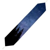 Yanfind Table Runner Night Starry Sky Forest Silhouette Astronomy Cosmos Everyday Dining Wedding Party Holiday Home Decor
