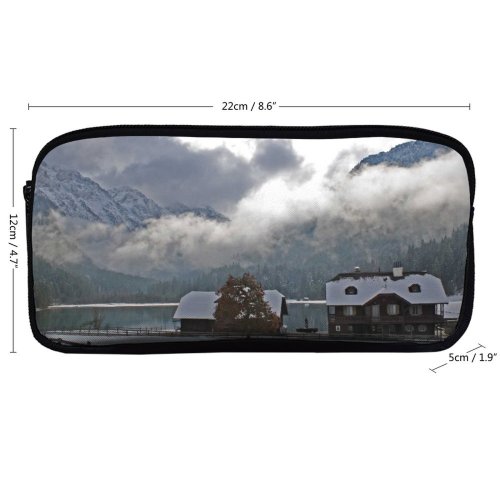 yanfind Pencil Case YHO Winter Houe Highland Freeze Old Cloud Landscape Snow  Sky Hill Landforms Zipper Pens Pouch Bag for Student Office School