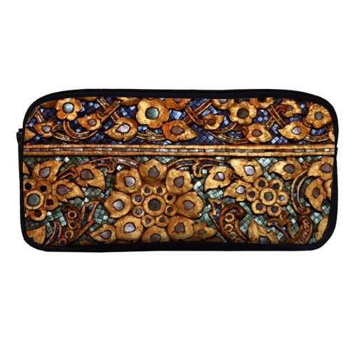 yanfind Pencil Case YHO Texture Statue Golden Metal Classical Gold Design Art Historical Shapes Ornament Buddhism Zipper Pens Pouch Bag for Student Office School