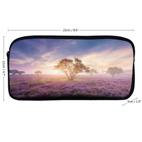yanfind Pencil Case YHO Gerard Spring Sunrise Bloom Purple Flowers Heath Zipper Pens Pouch Bag for Student Office School