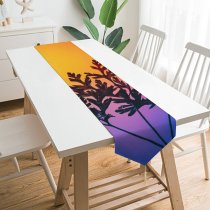 Yanfind Table Runner Marek Piwnicki Herbal Plant Gradient RGB Light Colorful Multicolor Silhouette Vibrant Everyday Dining Wedding Party Holiday Home Decor