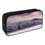 yanfind Pencil Case YHO Snow Covered Trees Winter Snow Landscape Clouds Scenery Forest Zipper Pens Pouch Bag for Student Office School