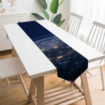 Yanfind Table Runner Space Earth Starry Sky Night Dark Everyday Dining Wedding Party Holiday Home Decor
