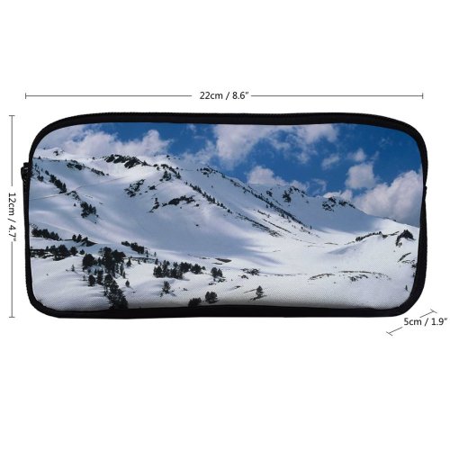 yanfind Pencil Case YHO Val Winter Slope Massif Winter Port Geological Landscape  Sky Snow Zipper Pens Pouch Bag for Student Office School