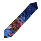 Yanfind Table Runner Spanish Village Benasque Town Winter Pyrenees Mountains Night Snow Covered Everyday Dining Wedding Party Holiday Home Decor