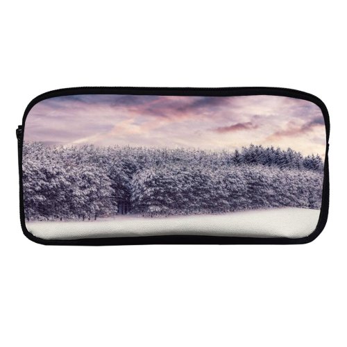 yanfind Pencil Case YHO Snow Covered Trees Winter Snow Landscape Clouds Scenery Forest Zipper Pens Pouch Bag for Student Office School