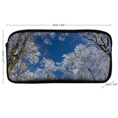 yanfind Pencil Case YHO Winter Frozen Snowy Sky Swiss Winter Heights Branches Woody Below Sky Zipper Pens Pouch Bag for Student Office School