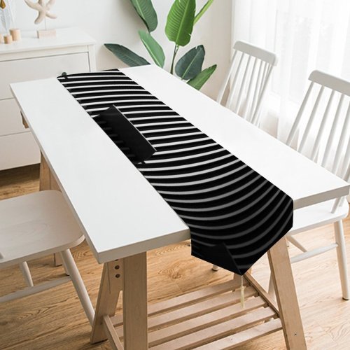 Yanfind Table Runner Mitchell Luo Architecture Building Grayscale Lines Texture Stripes Everyday Dining Wedding Party Holiday Home Decor