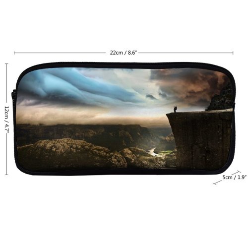 yanfind Pencil Case YHO Robin Kamp Pulpit Rock Preikestolen Cliff Norway Cloudy Sky Mountains Landscape Stormy Zipper Pens Pouch Bag for Student Office School