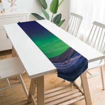 Yanfind Table Runner Northern Lights Aurora Borealis Winter Norway Everyday Dining Wedding Party Holiday Home Decor