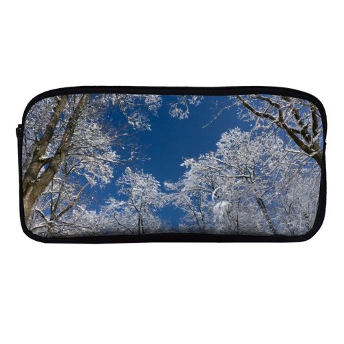 yanfind Pencil Case YHO Winter Frozen Snowy Sky Swiss Winter Heights Branches Woody Below Sky Zipper Pens Pouch Bag for Student Office School
