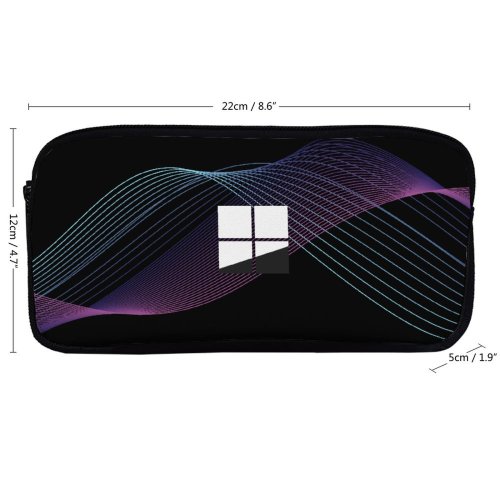 yanfind Pencil Case YHO Zarif Technology Black Dark Microsoft Windows Minimal Waves Dark Purple   Zipper Pens Pouch Bag for Student Office School