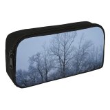 yanfind Pencil Case YHO Winter Frost Dusk Natural Winter Atmospheric Branches Woody Landscape Sky Plant Branch Zipper Pens Pouch Bag for Student Office School
