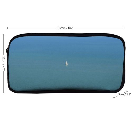yanfind Pencil Case YHO Vastness Alone Marine Wealth Riches Horizon  Calm Azure Lost Money Boat Zipper Pens Pouch Bag for Student Office School
