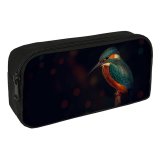 yanfind Pencil Case YHO Hmetosche Black Dark Kingfisher Bird Wildlife Dark Closeup Bird Tree Branch Zipper Pens Pouch Bag for Student Office School