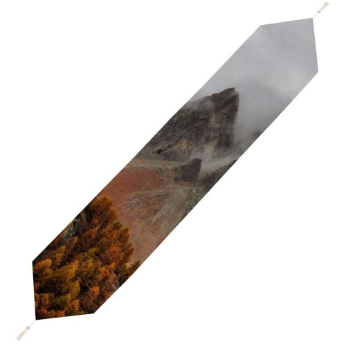 Yanfind Table Runner Mountains Forest Autumn Foggy Peak Grisons Switzerland Everyday Dining Wedding Party Holiday Home Decor
