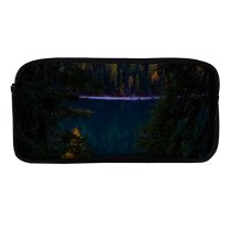 yanfind Pencil Case YHO Francesco Ungaro Lake Forest Wilderness Pine Trees Evening Zipper Pens Pouch Bag for Student Office School