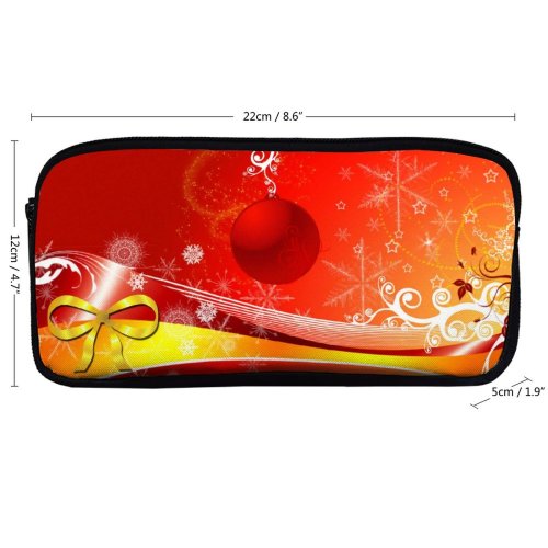 yanfind Pencil Case YHO Winter Glossy Decorate Christmas Design Graphics Snow Zipper Pens Pouch Bag for Student Office School