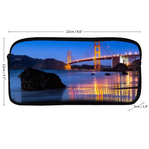 yanfind Pencil Case YHO Romain Guy Golden Gate  Reflection Night Lights Sky Clear Sky Landscape Zipper Pens Pouch Bag for Student Office School
