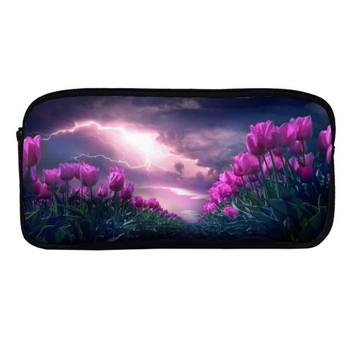 yanfind Pencil Case YHO Flowers Flowers Path Thunderstorm Dark Sky Zipper Pens Pouch Bag for Student Office School