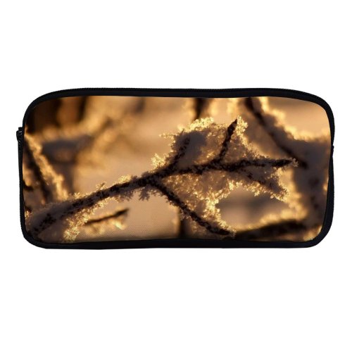 yanfind Pencil Case YHO Winter Frost Morning Winter Branch Sky Twig Branch Snow Saskatchewan Leaf Twig Zipper Pens Pouch Bag for Student Office School