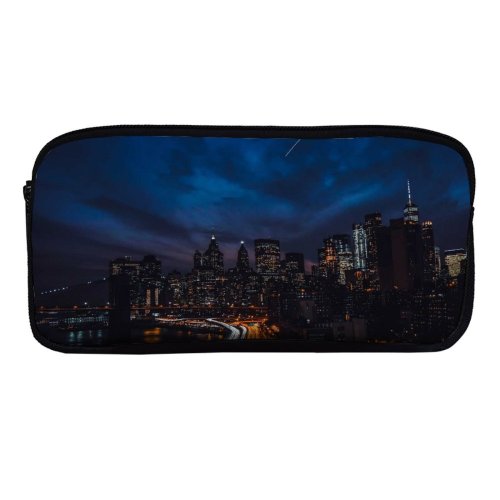 yanfind Pencil Case YHO Zac Ong Black Dark York City United States Cityscape Night Time City Zipper Pens Pouch Bag for Student Office School