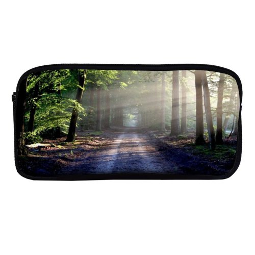 yanfind Pencil Case YHO Forest Path Trees Outdoor Woods Sunlight Zipper Pens Pouch Bag for Student Office School
