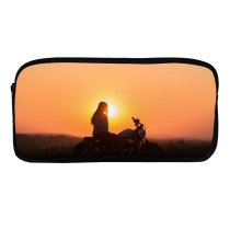 yanfind Pencil Case YHO Sunset Motorcycle Silhouette Golden Hour Zipper Pens Pouch Bag for Student Office School
