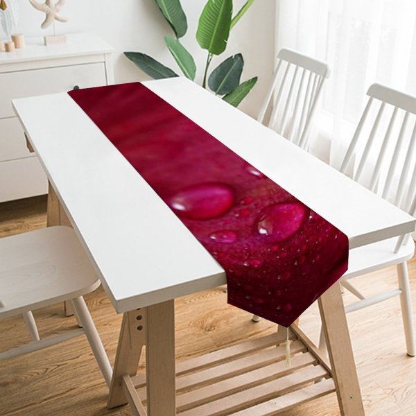 Yanfind Table Runner Flowers Tulip Petal Tulip Flower Closeup Macro Drops Dew Drops Spring Vibrant Everyday Dining Wedding Party Holiday Home Decor